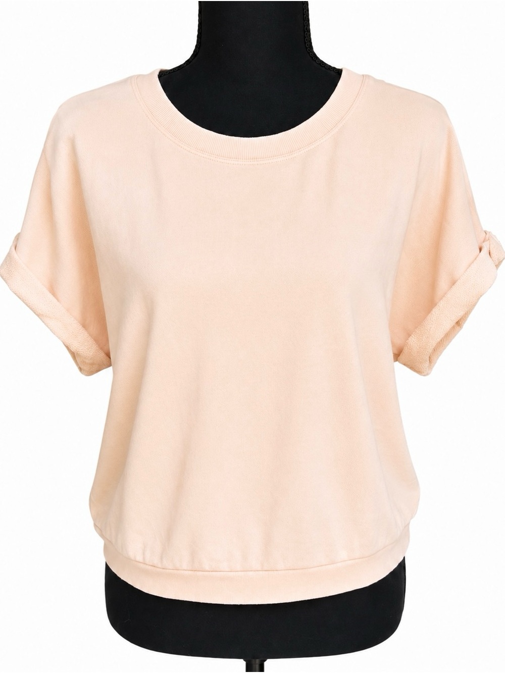 Fabletics Cassie Short Sleeve Sweatshirt Peach Pink Large NWT